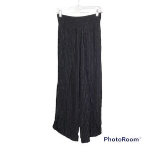 Elan black & silver shimmer striped elastic waist pants size M NWT
